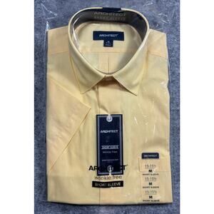 New Architect Short Sleeve Wrinkle Free Dress Shirt size Medium 15-15 1/2 Yellow